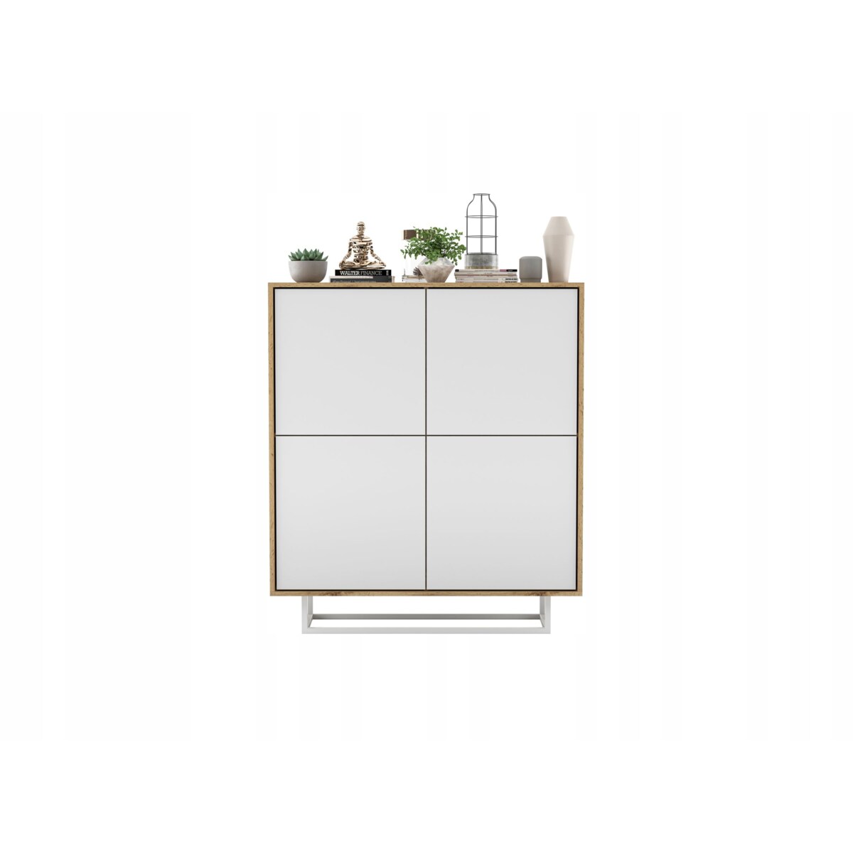 Komoda Loft Szafka RTV Loft Dąb Wotan Biały MAT 113 cm