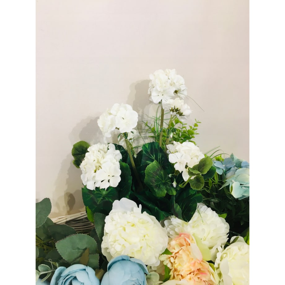 PELARGONIA sztuczna białe kwiaty DO DONICZKI wazonu wiosenne BUKIET stroik