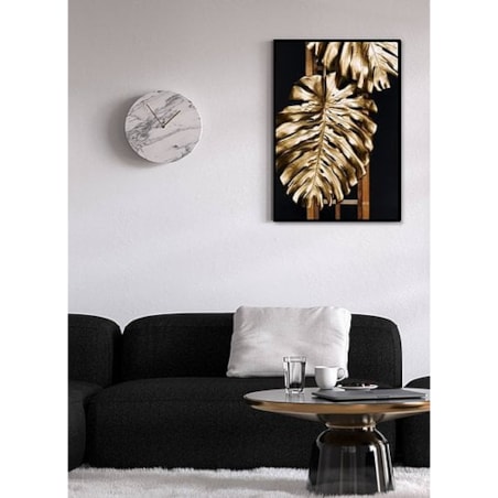 Poster Story, Plakat, Obraz - Złota Monstera na Czarnym Tle, wymiary 21 x 30 cm