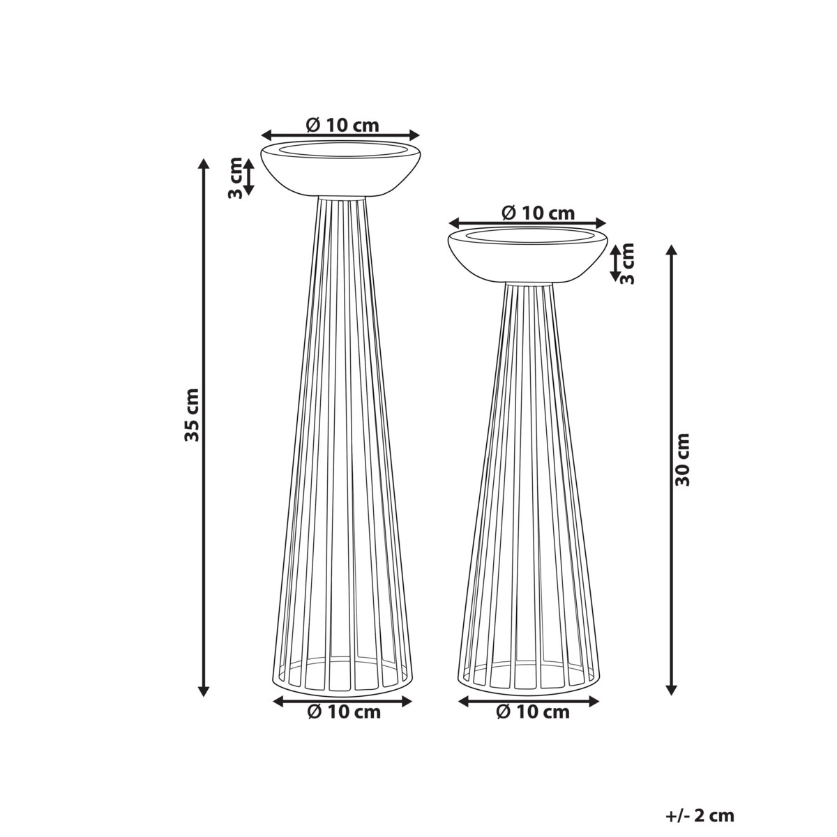 Zestaw 2 świeczników PORONG Metal 35/30 cm Złoty