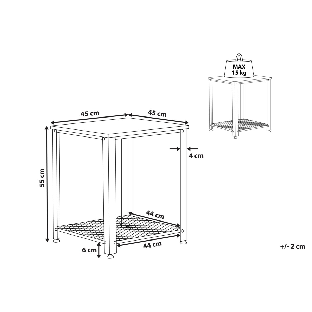 Stolik pomocniczy ciemne drewno z czarnym ASTON