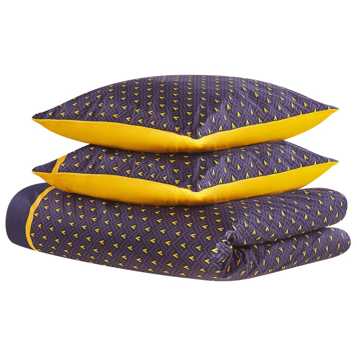 Komplet pościeli bawełnianej satynowej w jodełkę 155 x 220 cm niebiesko-żółty WALLINGFORD