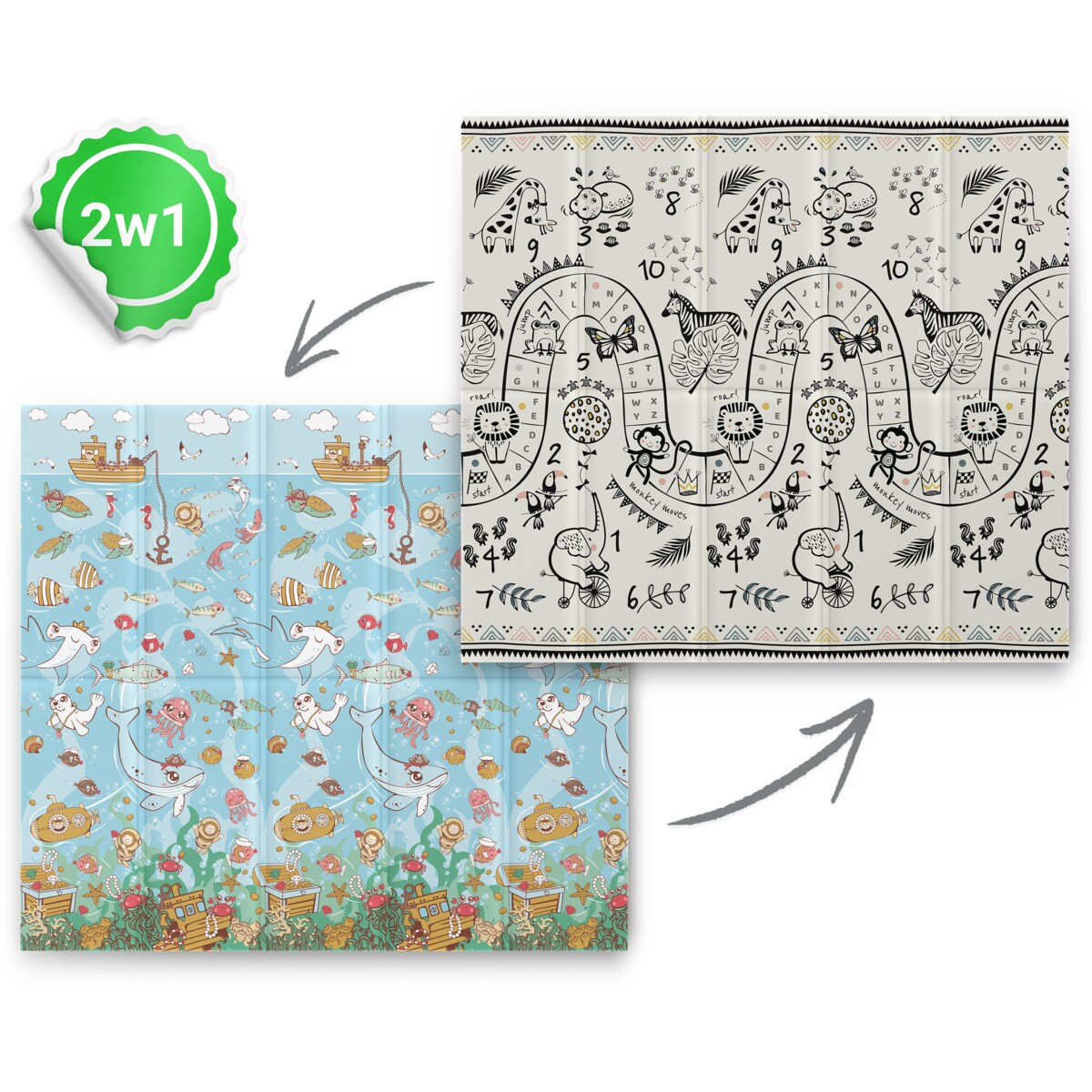 Mata piankowa edukacyjna składana dla dzieci duża 180x200 pianka xpe Nukido