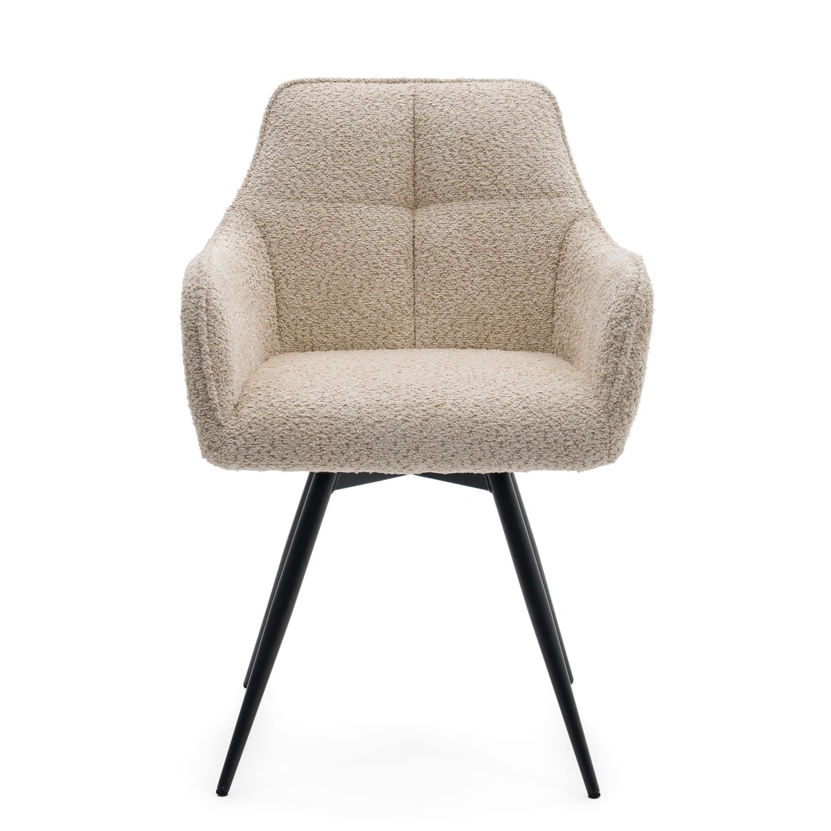 Krzesło tapicerowane obrotowe boucle do salonu QUATTRO jasnobeżowe