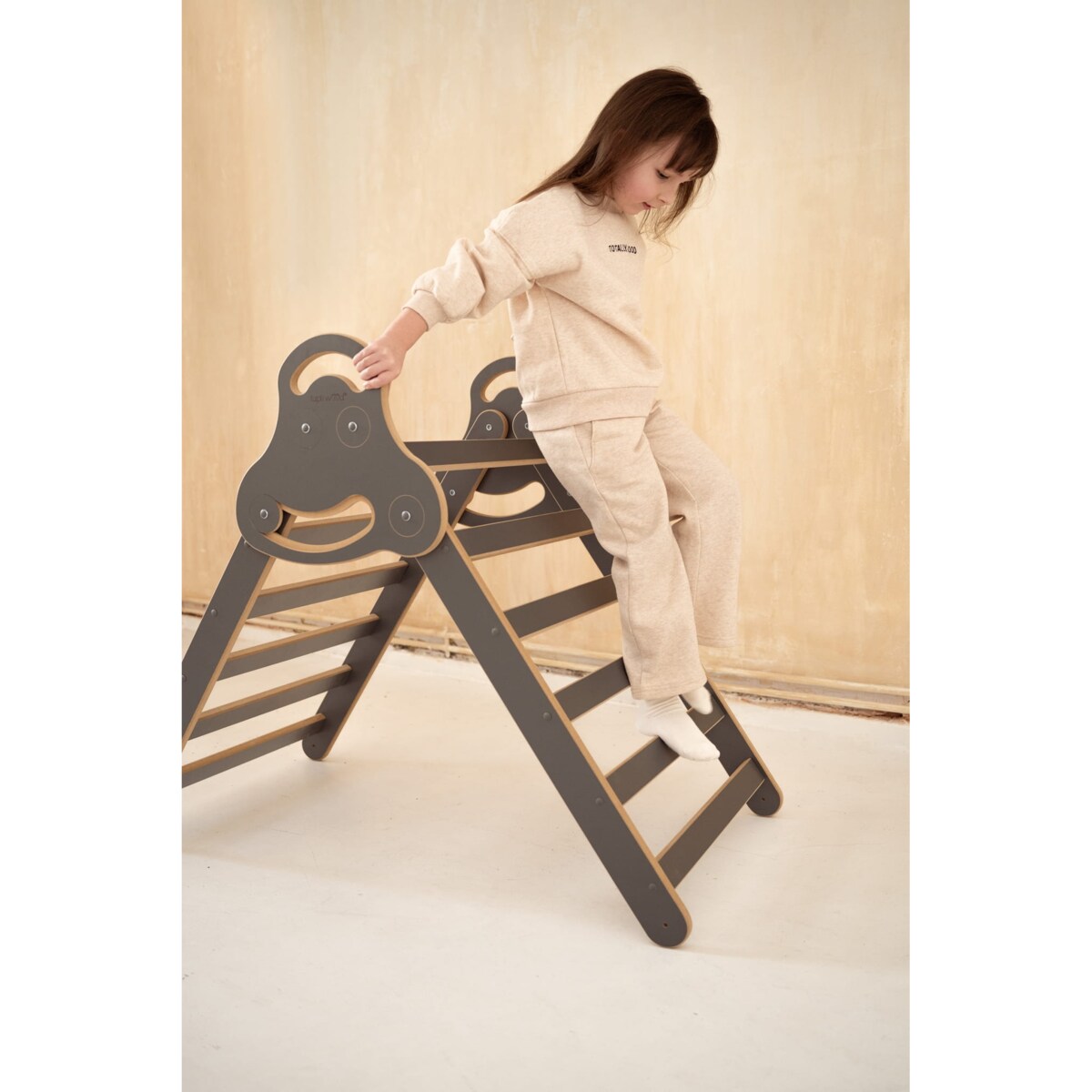 Drabinka Pikler + DUŻA zjeżdżalnia DRABINKA - szara