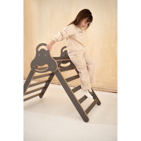 Drabinka Pikler + DUŻA zjeżdżalnia DRABINKA - szara