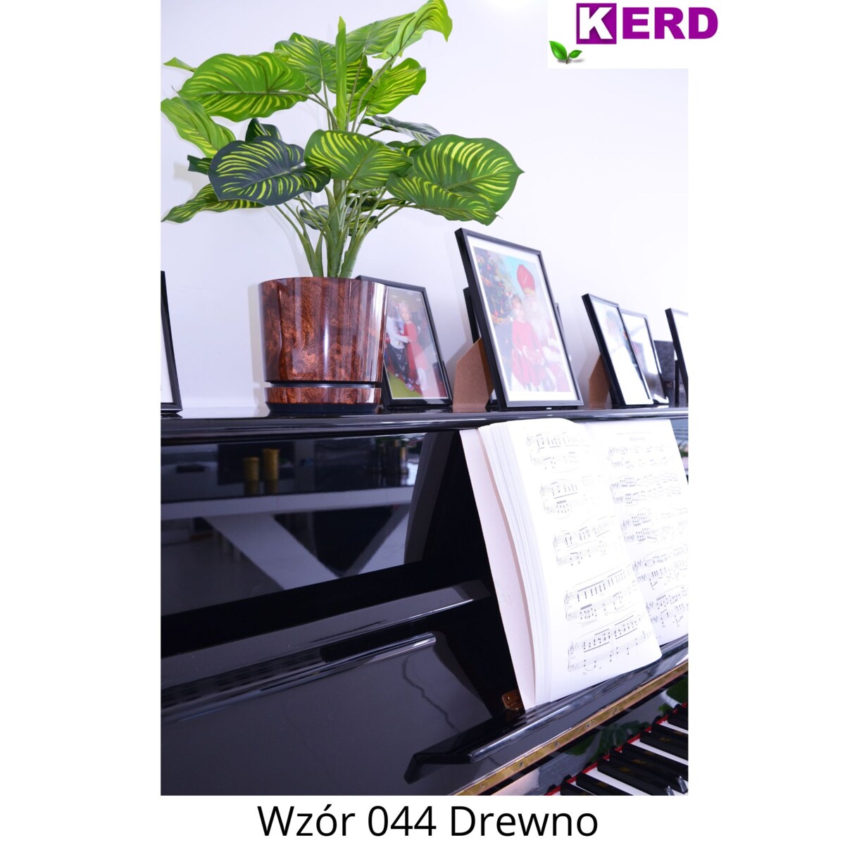 14 cm wzór DREWNO Doniczka z podstawką imitacja dębowej deski styl naturalny drewnopodobna