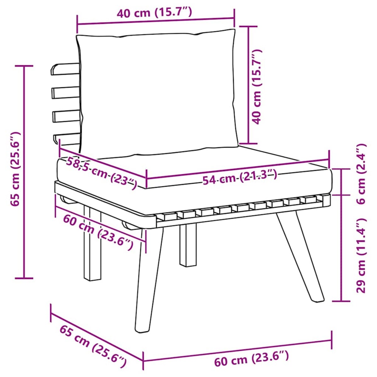 vidaXL Krzesło ogrodowe z poduszkami, lite drewno akacjowe