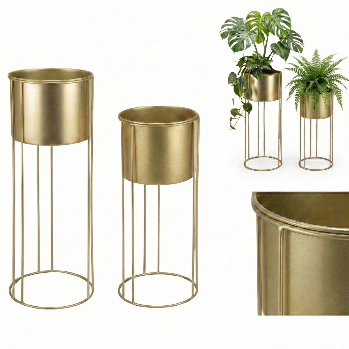 Złote stojaki na kwiaty glamour OSMOS, 2 osłonki