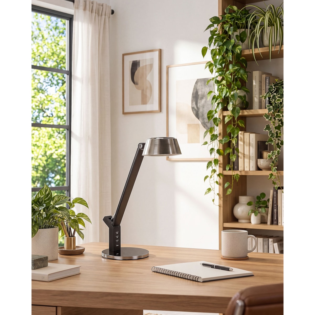 Lampa biurkowa LED CHAMAELEON Z portem USB Metal Mosiężny