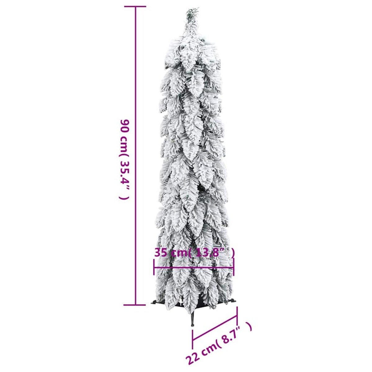 vidaXL Sztuczna choinka z 45 lampkami LED, ośnieżona, 90 cm