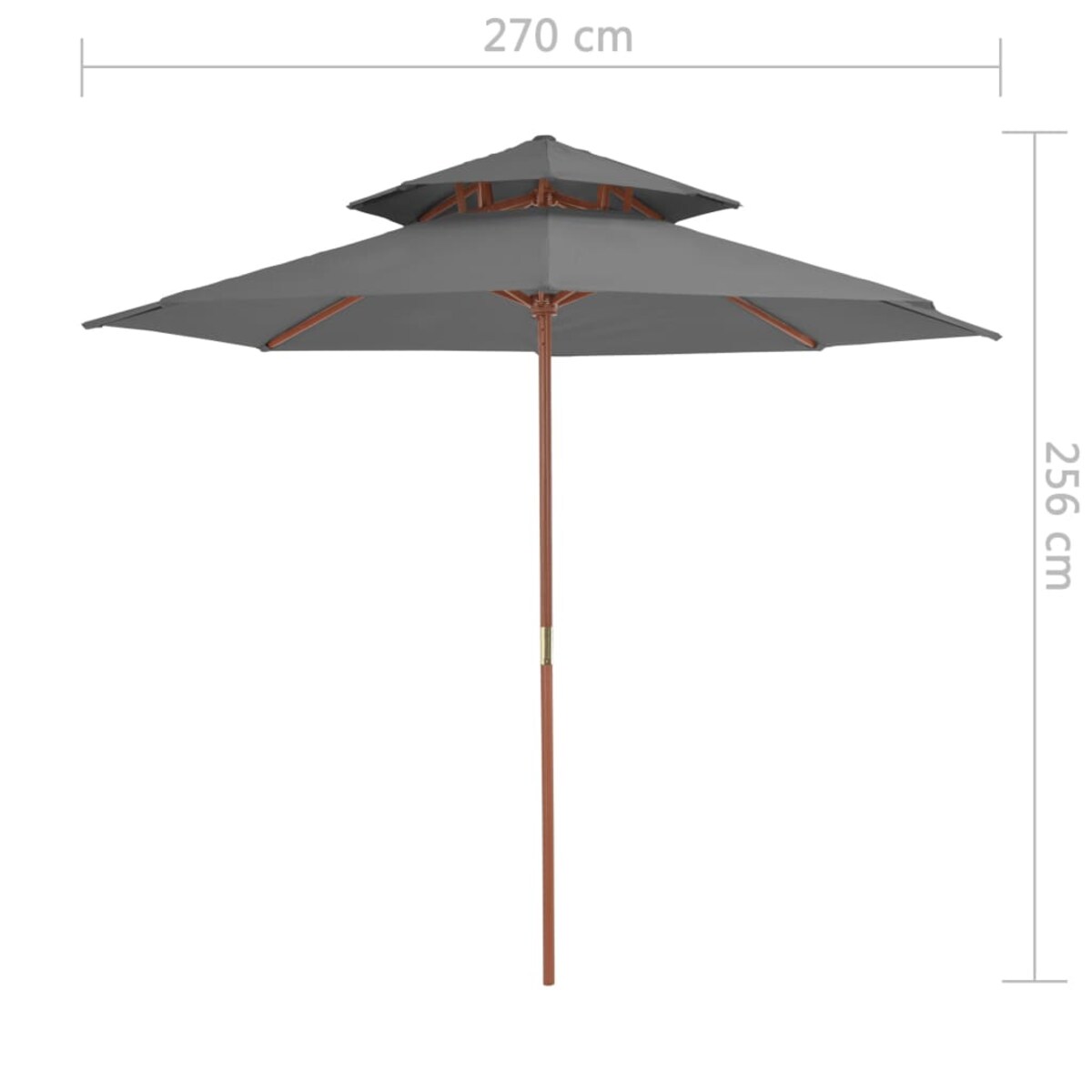 vidaXL Parasol ogrodowy z podwójnym daszkiem, 270 cm, antracytowy