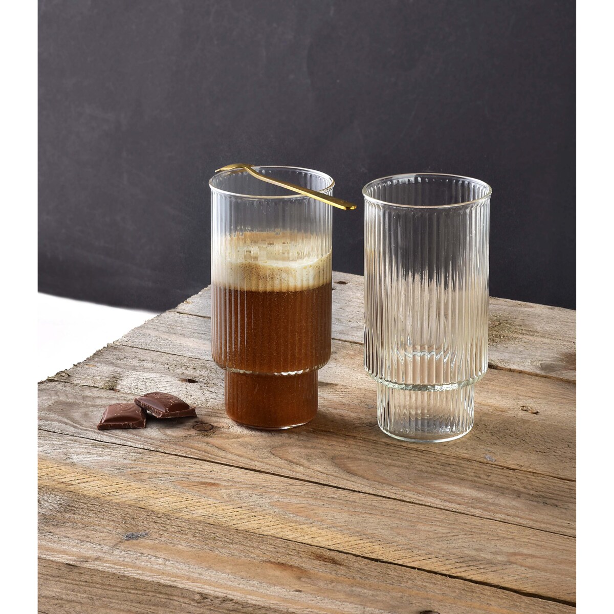 ELLA STRIPES Komplet 4 szklanek 400ml ze szkła borokrzemowego 7x5.6x14cm