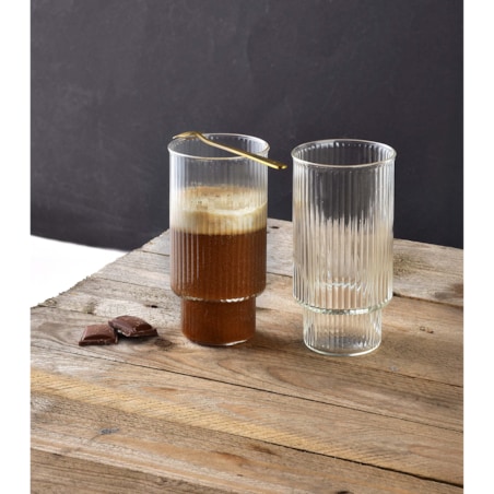 ELLA STRIPES Komplet 4 szklanek 400ml ze szkła borokrzemowego 7x5.6x14cm