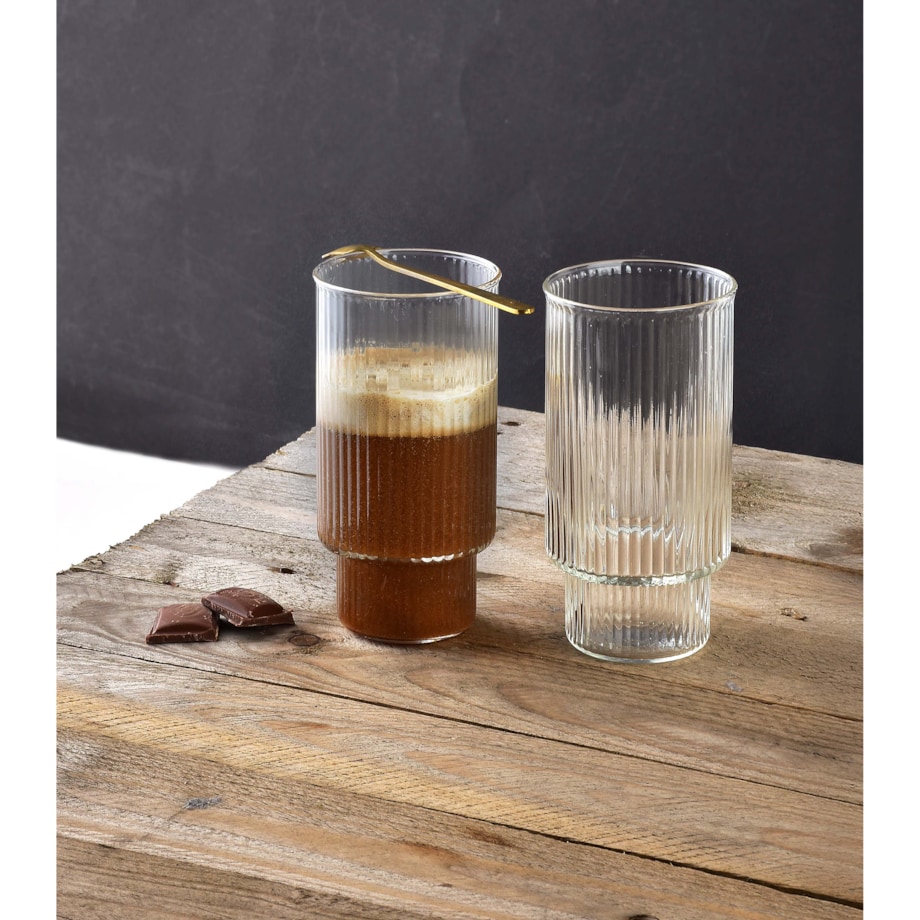 ELLA STRIPES Komplet 4 szklanek 400ml ze szkła borokrzemowego 7x5.6x14cm