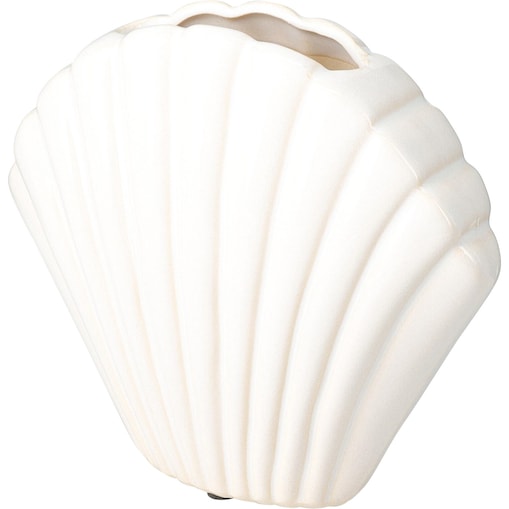 Wazon ceramiczny w kształcie muszli, kamionka, biały, 17 x 7,5 x 16,5 cm