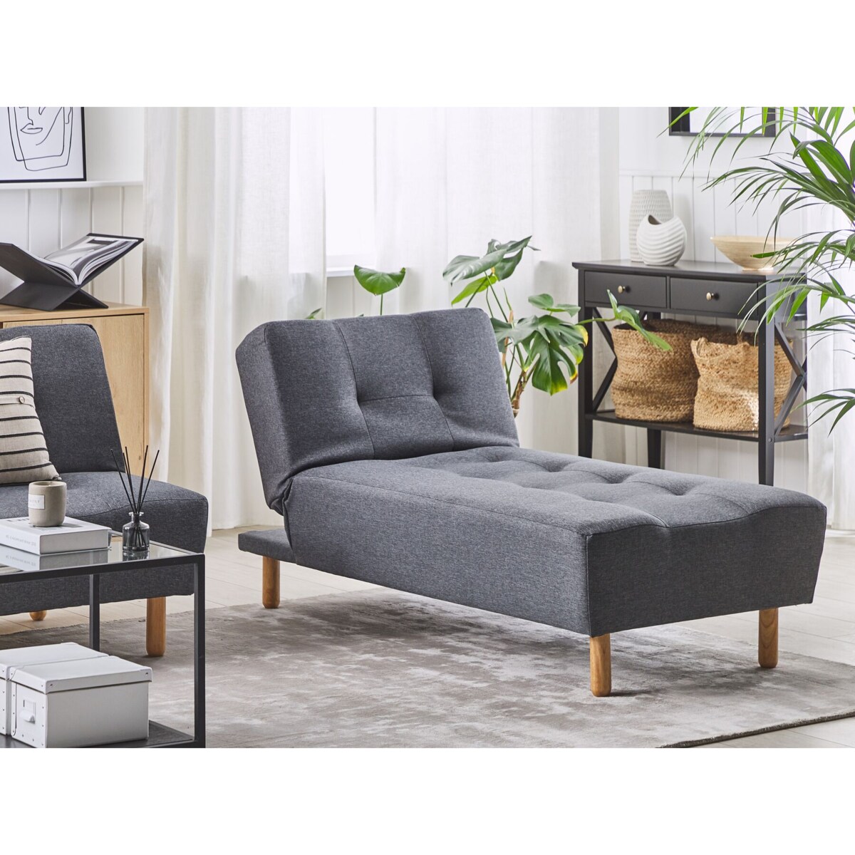 Szezlong rozkładany ciemnoszary ALSTEN