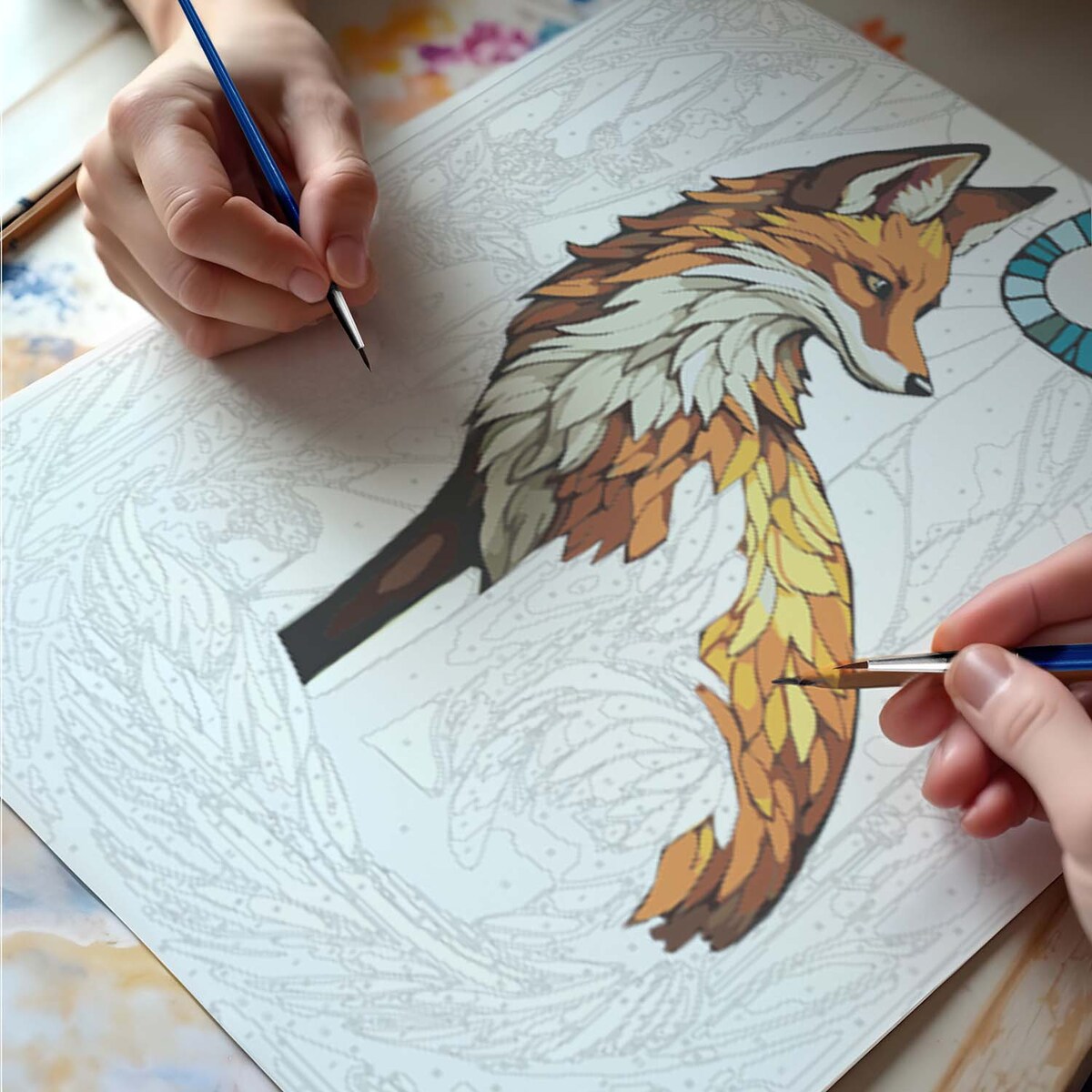 Malowanie po numerach obraz z ramą 40x50 Lisek 2 Massido