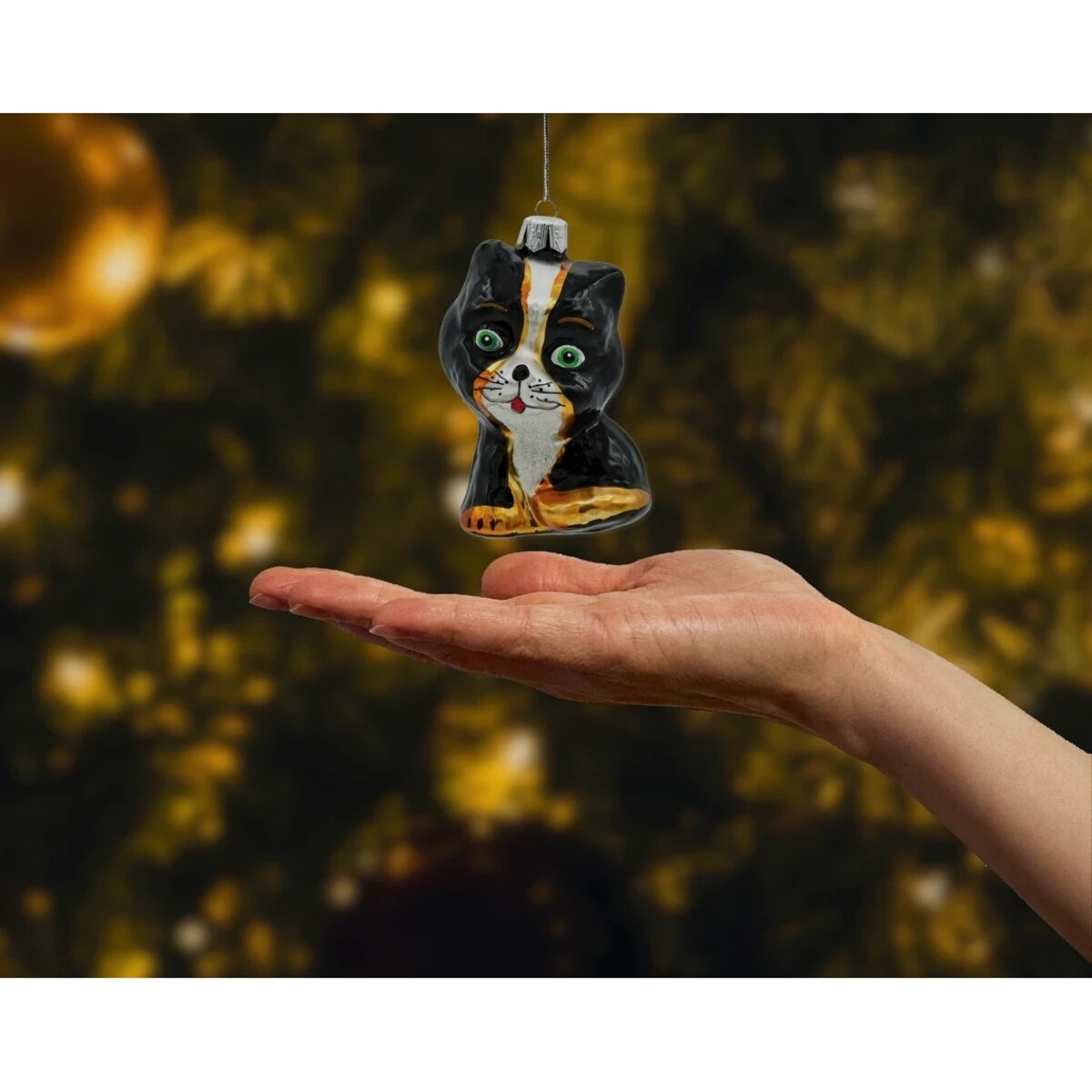 Bombka choinkowa: Uroczy Kot z zielonymi oczami