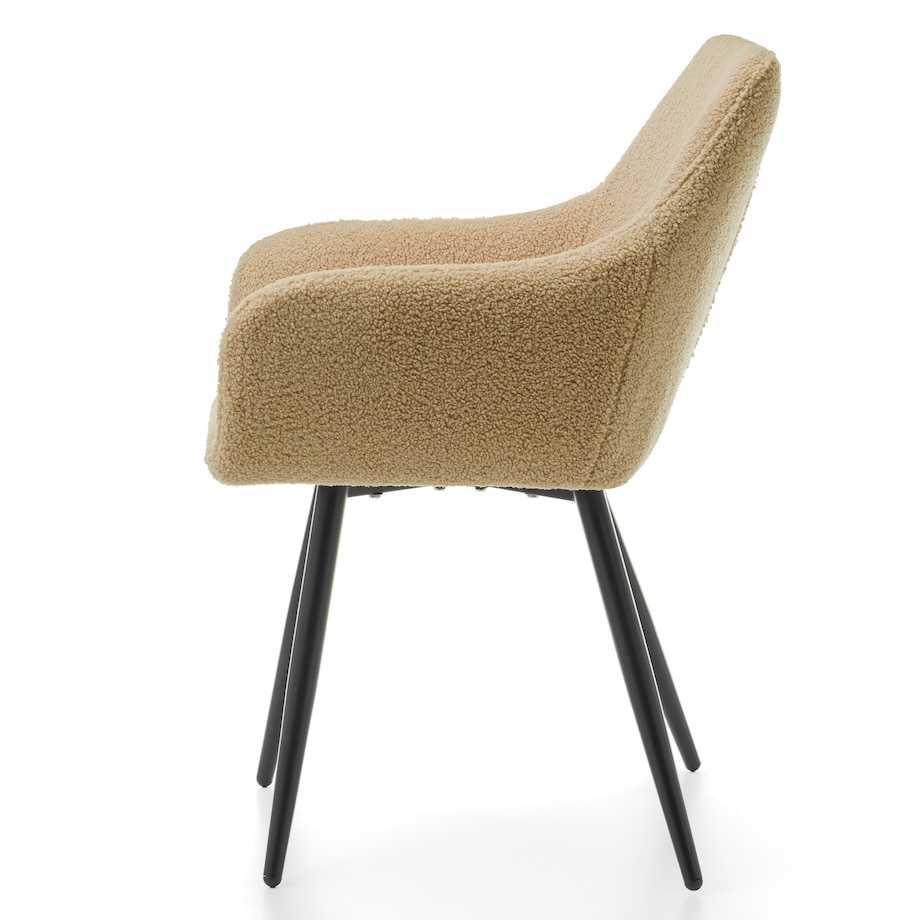 KRZESŁO TAPICEROWANE PIKOWANE TKANINA BOUCLE TEDDY BUKLA BEŻ