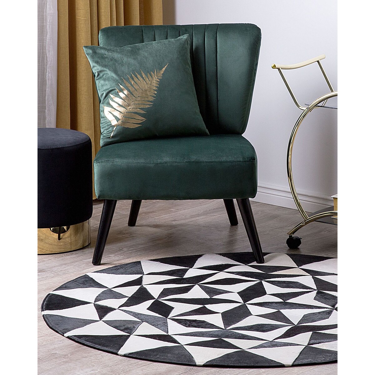 Dywan TURGUTLU 140 cm Skóra naturalna Czarny