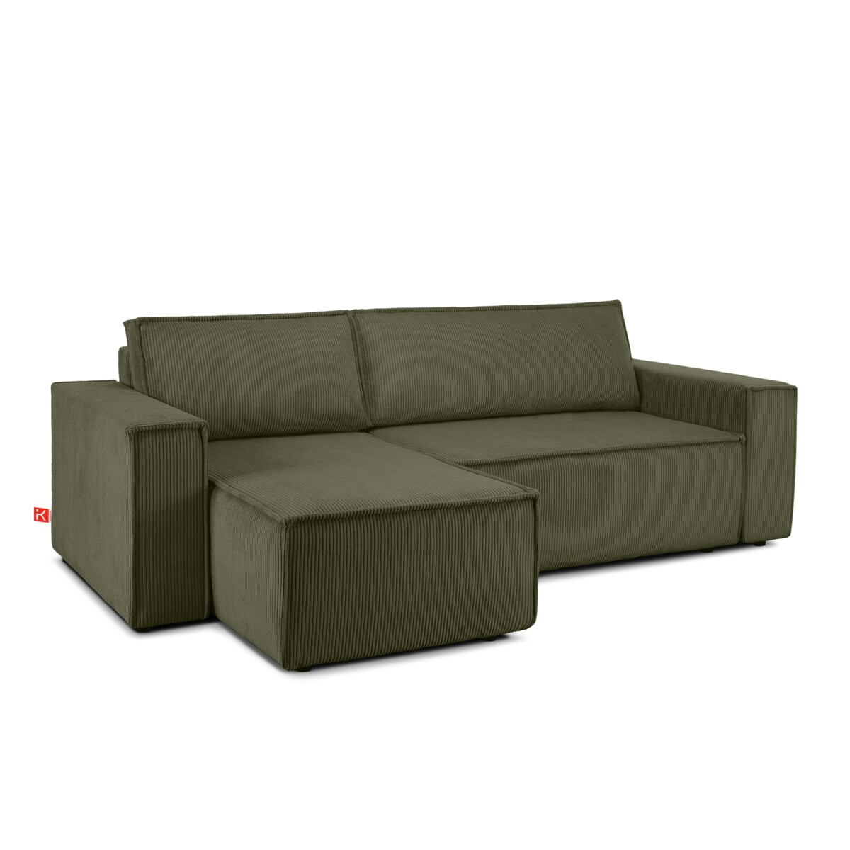 KONSIMO NAPI Narożnik uniwersalny z funkcją spania, oliwkowy prawy/lewy