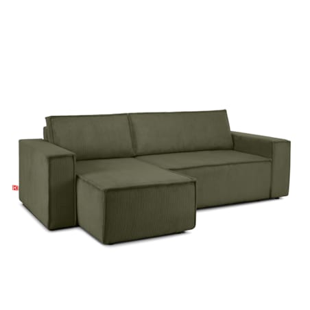 KONSIMO NAPI Narożnik uniwersalny z funkcją spania, oliwkowy prawy/lewy