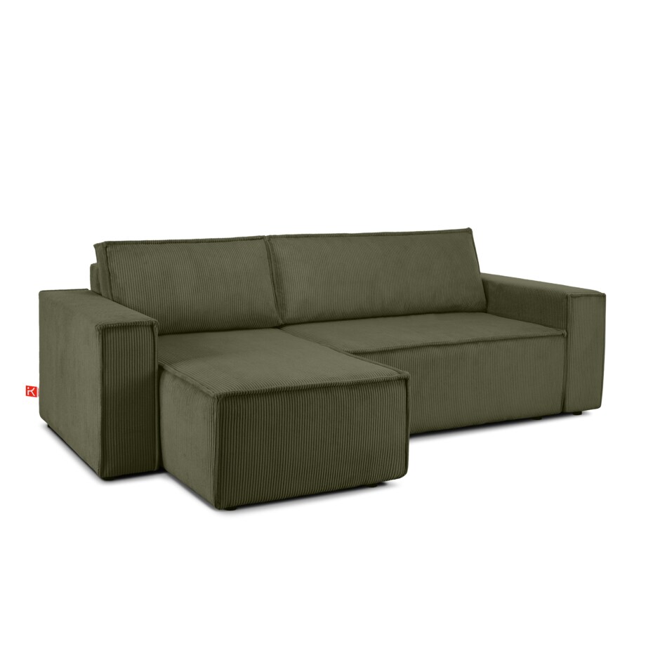 KONSIMO NAPI Narożnik uniwersalny z funkcją spania, oliwkowy prawy/lewy