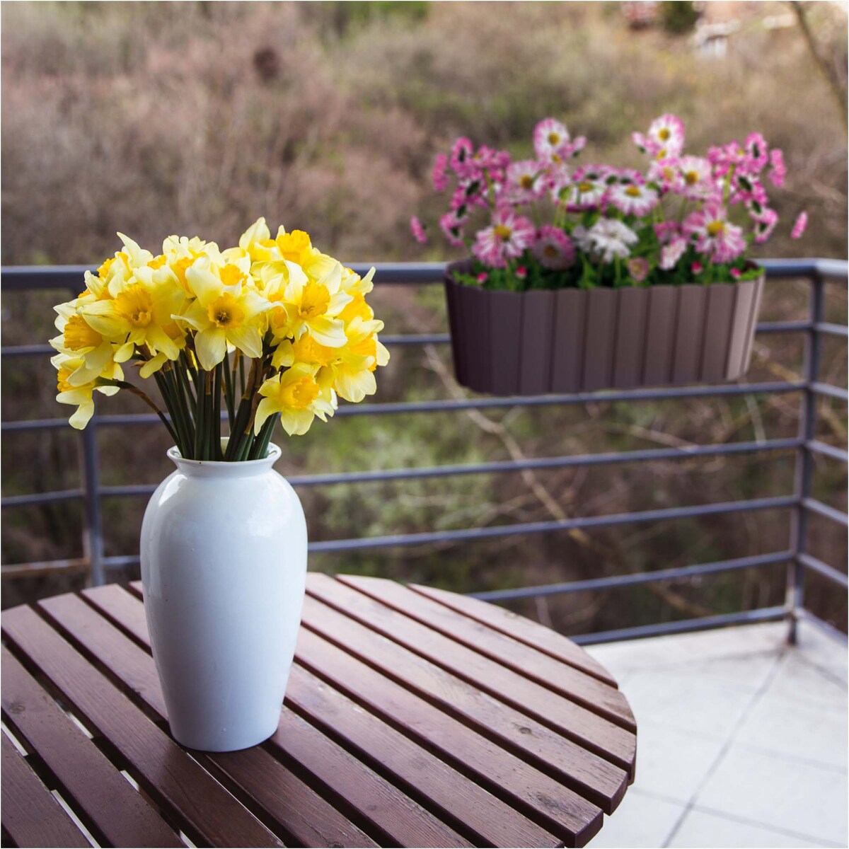 Skrzynka Balkonowa Donica Ogrodowa 38,3 Cm Do Powieszenia Brązowa