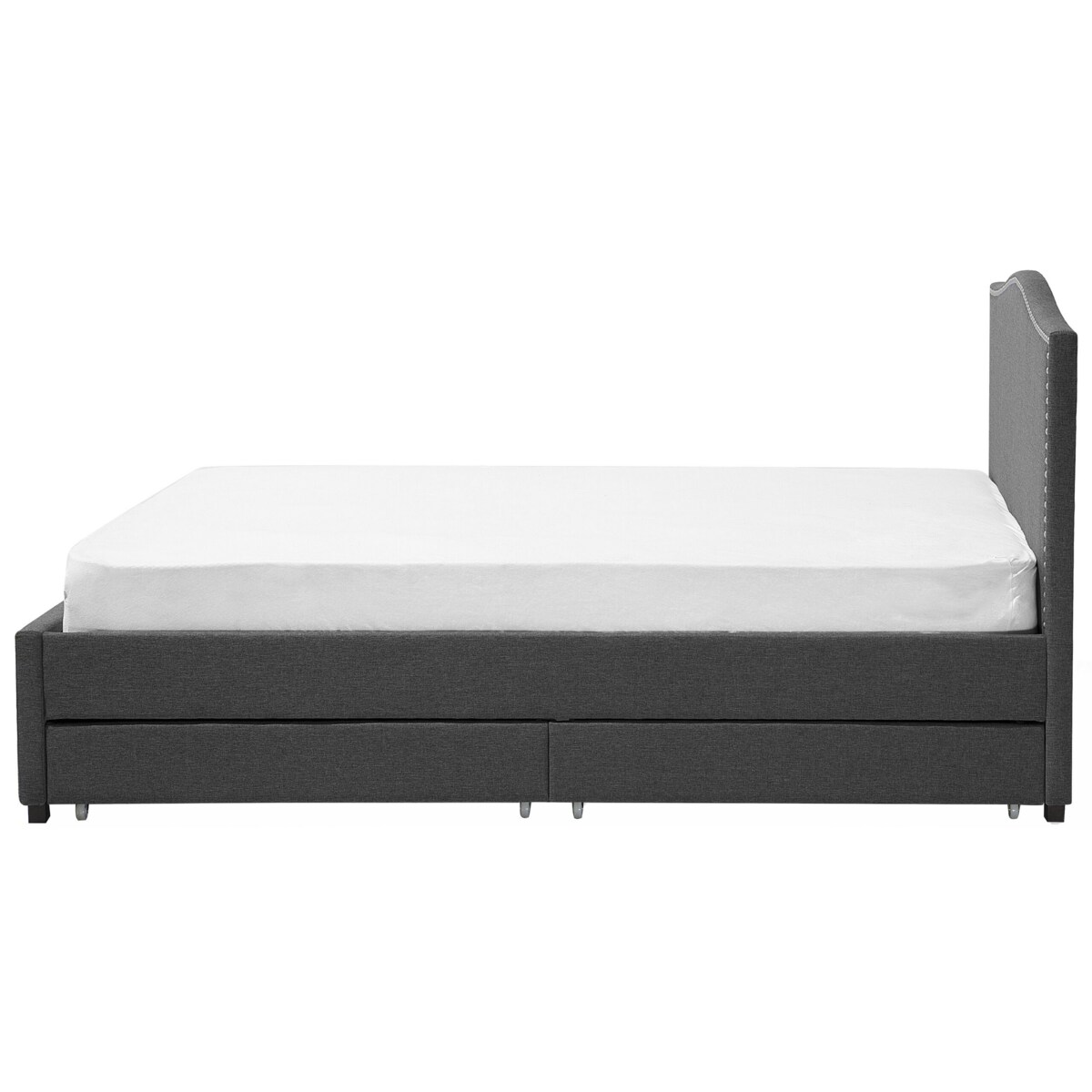 Łóżko z szufladami tapicerowane 180 x 200 cm szare MONTPELLIER