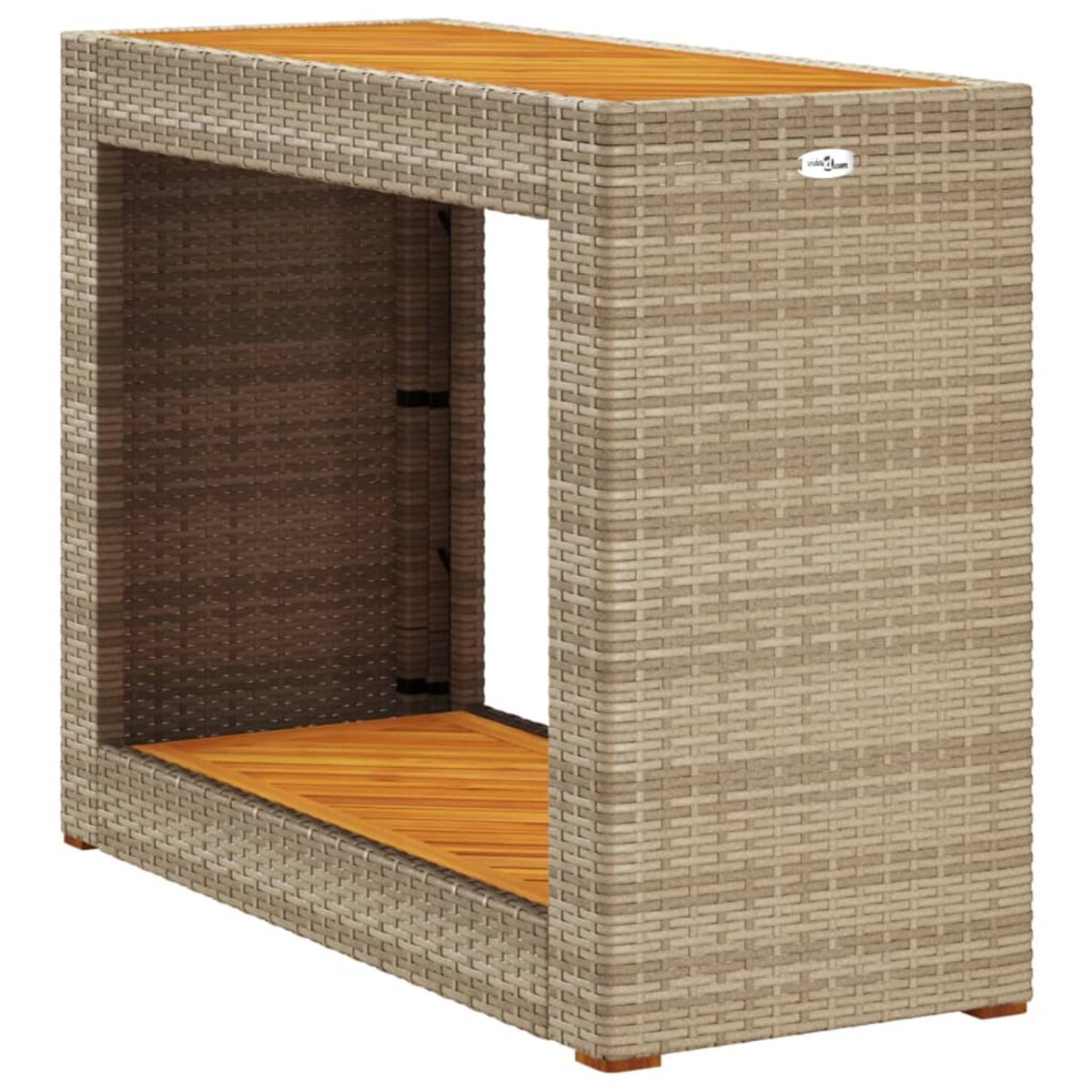vidaXL Stolik ogrodowy z drewnianym blatem, beżowy, 100x40x75 cm