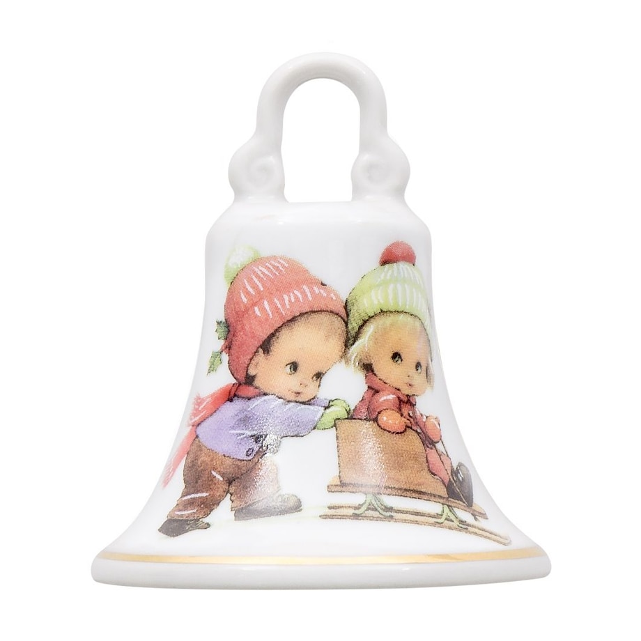 Zestaw bombka/dzwonek "Dzieci na sankach" G612