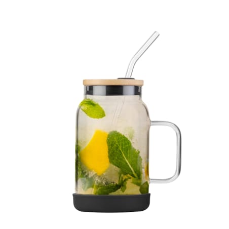 Słoik ze słomką 600 ml czarny Fuori 29804