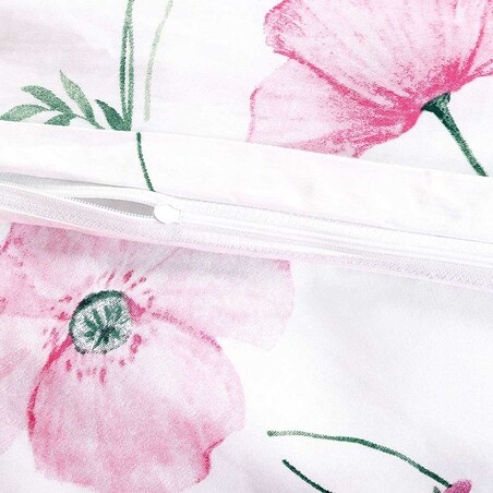 Pościel satyna bawełniana 220x200 Vellia biała w pastelowe kolorowe kwiaty akwarelowe, Satynlove