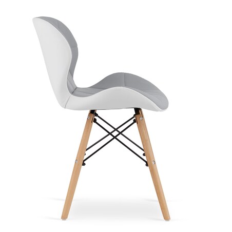 Krzesło Do Jadalni Kuchni Salonu Lago Ekoskóra - Szaro-Białe X 2