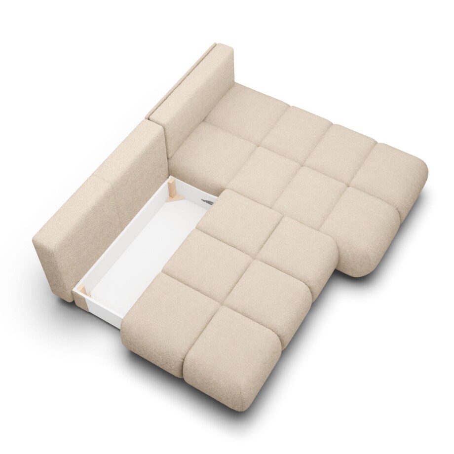 Pikowany Narożnik MILA rozkładany bez boczków prawy beżowy