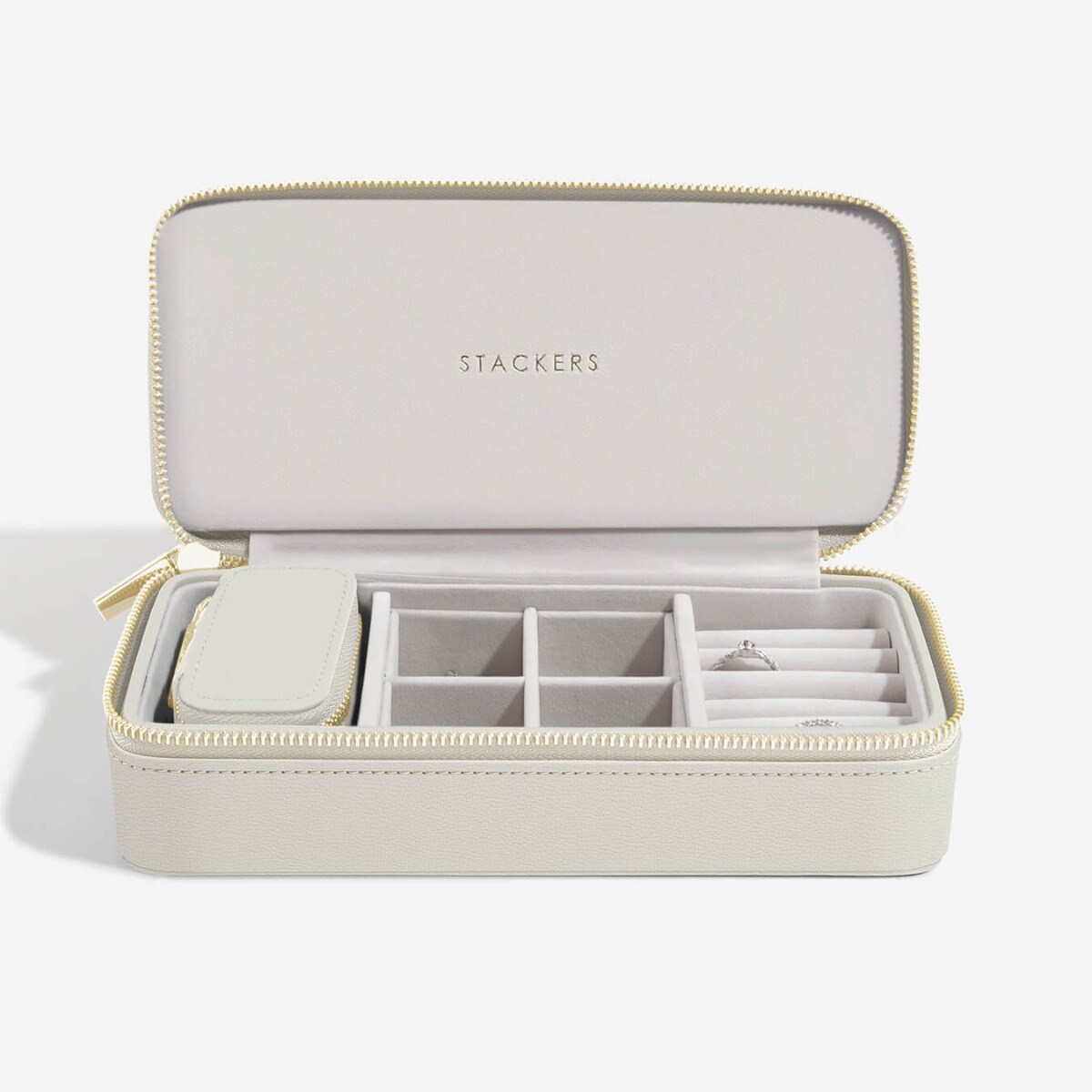 Pudełko podróżne na biżuterię Travel Large Stackers jasnobeżowe