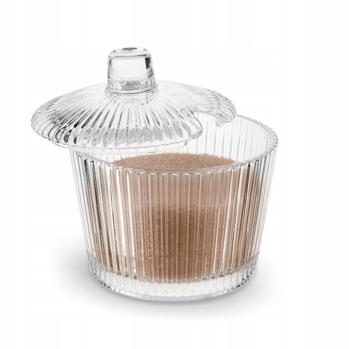 SZKLANA przezroczysta W PRĄŻKI CUKIERNICA cukierniczka 200 ml na cukier