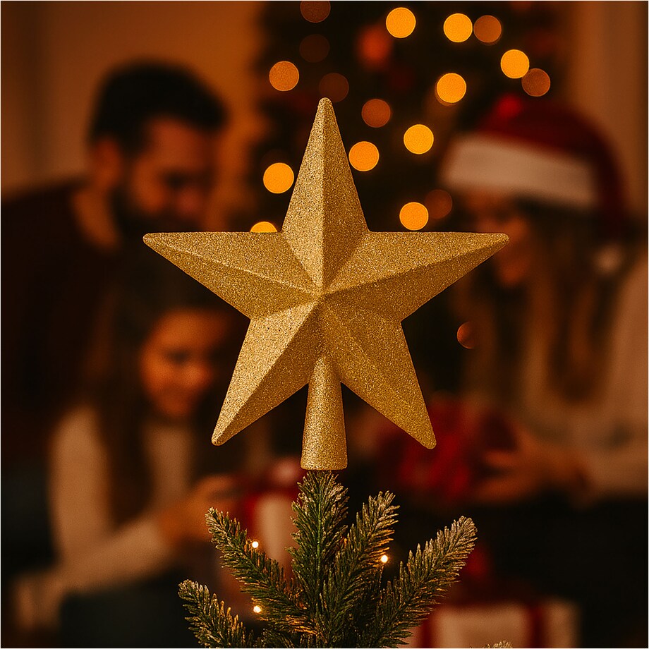 Gwiazda Na Czubek Choinki Brokatowa Na Choinkę Szpic Dekoracja Świąteczna