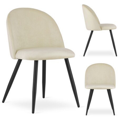 Krzesło Do Jadalni Kuchni Salonu Bello - Aksamit Beż / Nogi Czarne