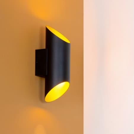 Kinkiet LAMPA ścienna QUIRIJN 09233/01/30 Lucide metalowa OPRAWA ścięta tuba czarna złota