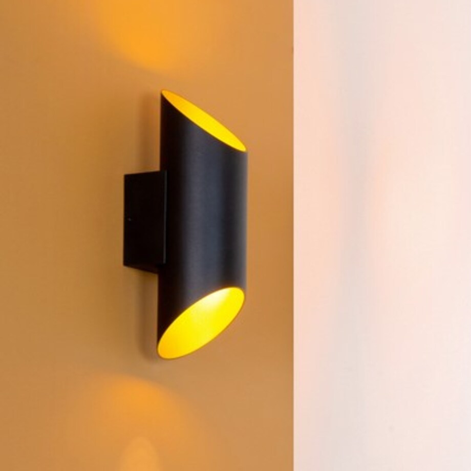 Kinkiet LAMPA ścienna QUIRIJN 09233/01/30 Lucide metalowa OPRAWA ścięta tuba czarna złota