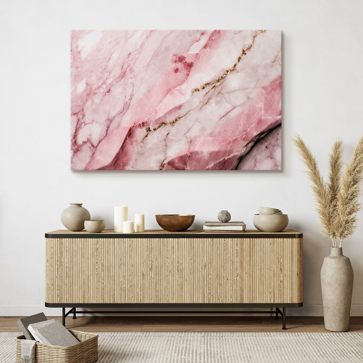 OBRAZ DO SYPIALNI RÓŻOWY MARMUR ABSTRAKCJA STYL GLAMOUR 120x80cm