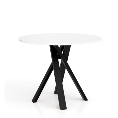 Okrągły stół IGO na matealowej podstawie średnica blatu 90cm- biały