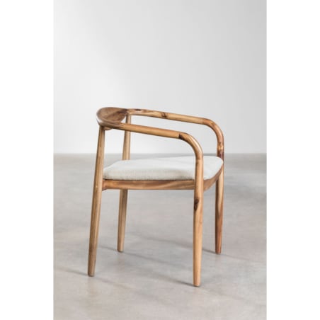 Krzesło z drewna z szenilowym siedziskiem Mallory rustykalny brąz