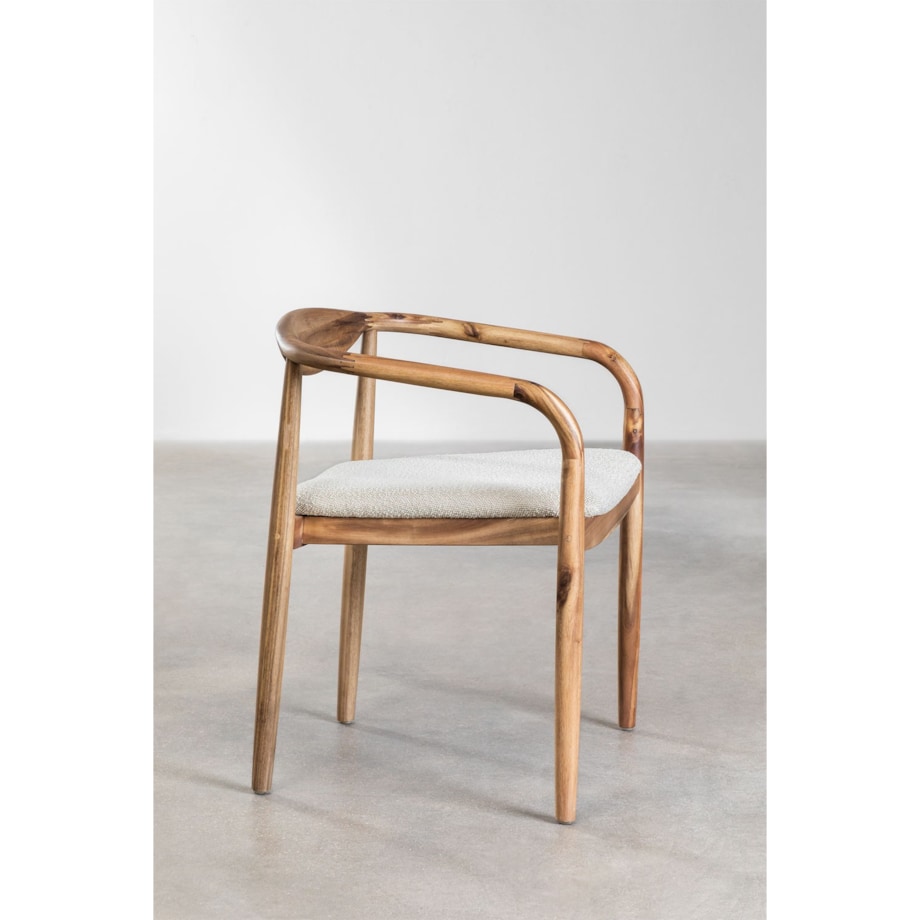 Krzesło z drewna z szenilowym siedziskiem Mallory rustykalny brąz