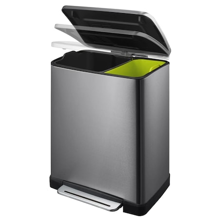 EKO Kosz na śmieci z pedałem E-Cube, 28 L+18 L, stalowy
