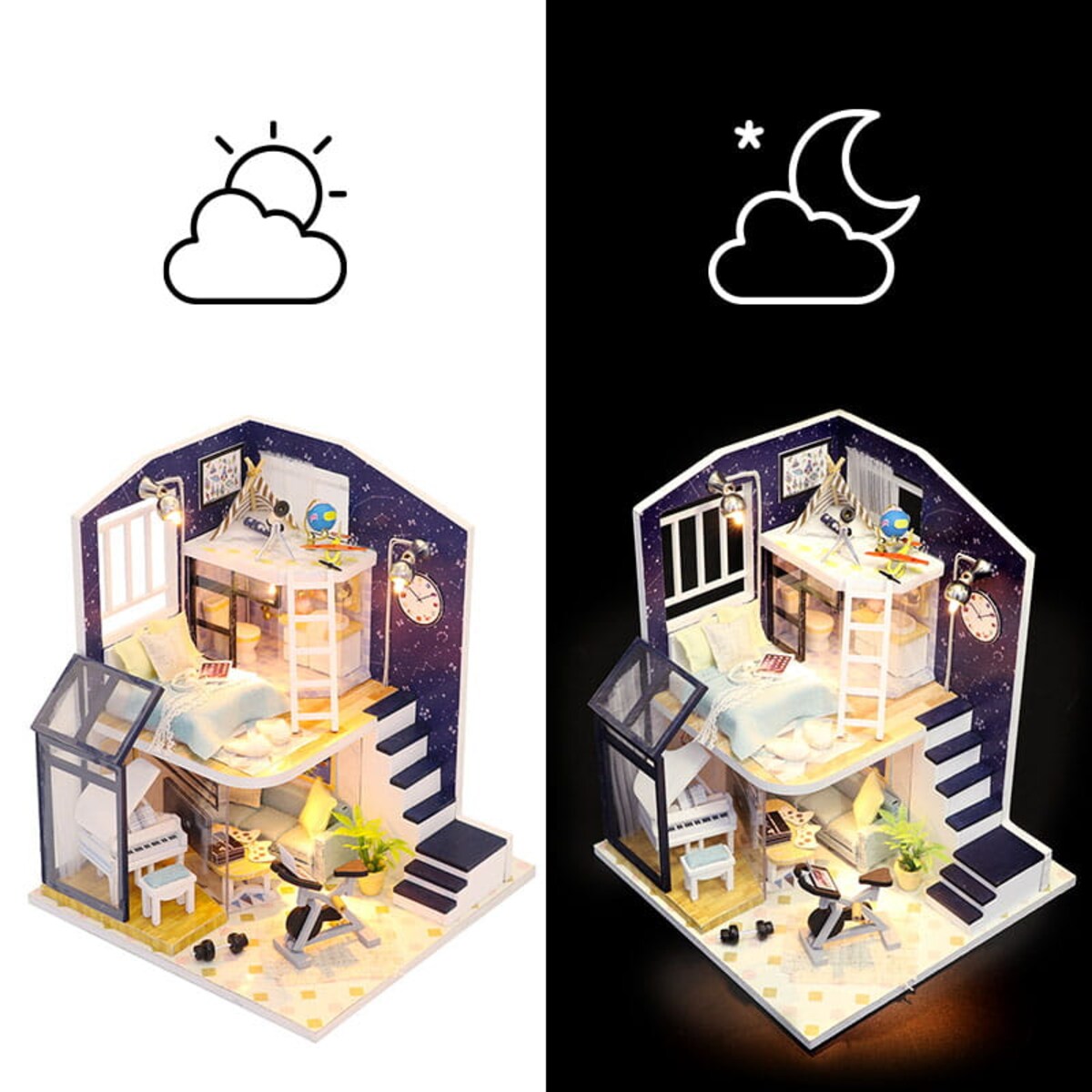 Miniaturowy domek - Migająca gwiazdka