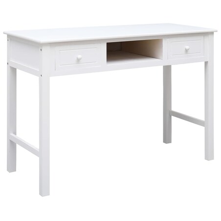 vidaXL Biurko, białe, 108x45x76 cm, lite drewno paulowni