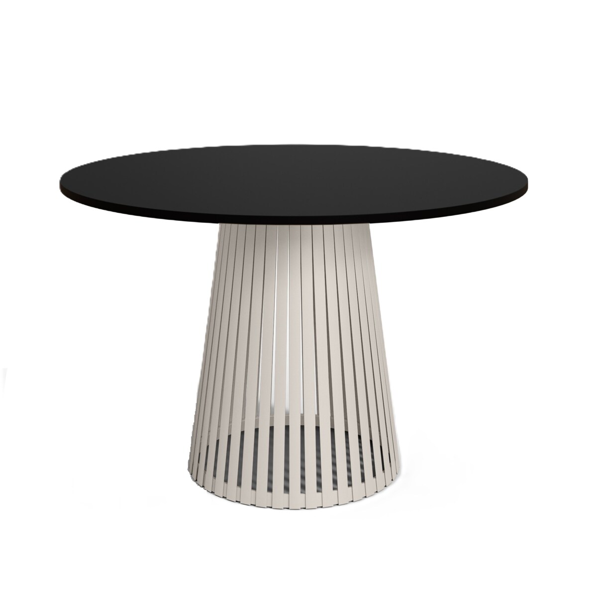Stół VIV okrągły z lamelami do salonu, blat 75 cm czarny -podstawa kaszmir